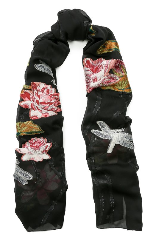 Шелковый шарф с вышивкой Alexander McQueen 