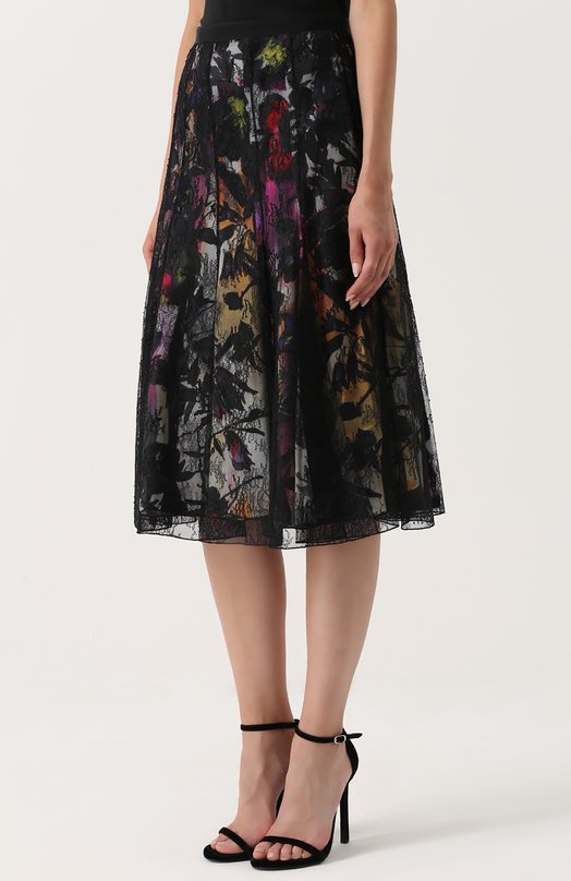 Кружевная юбка-миди с цветочной вставкой Blumarine 