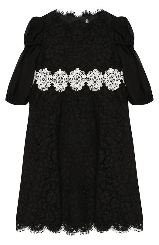 Кружевное платье А-силуэта с контрастной отделкой Dolce&Gabbana 2396810