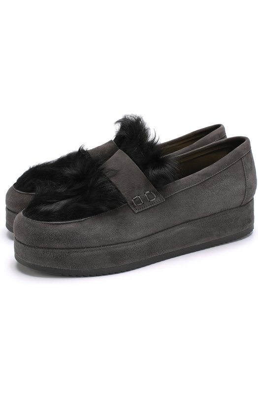 Замшевые лоферы с отделкой из меха Baldan