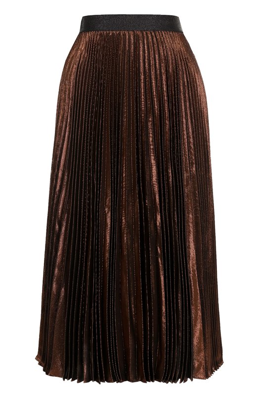 Плиссированная шелковая юбка с металлизированной отделкой Christopher Kane 
