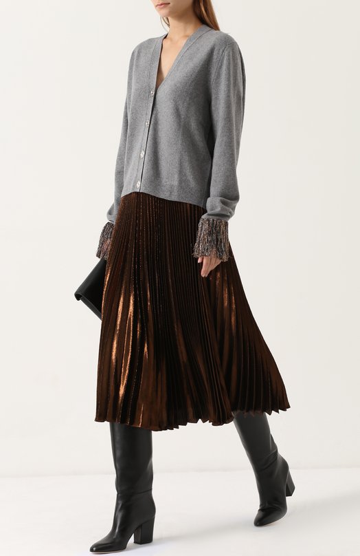 Плиссированная шелковая юбка с металлизированной отделкой Christopher Kane 