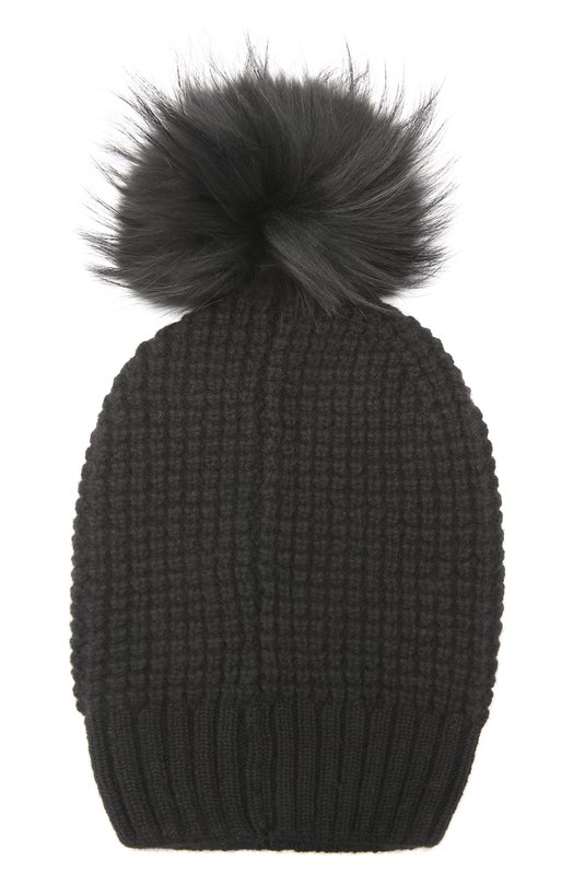 Кашемировая шапка фактурной вязки с меховым помпоном TSUM Collection 