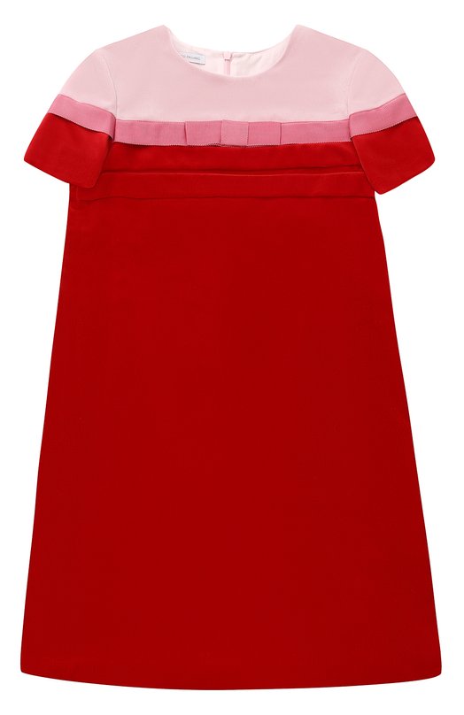 Бархатное мини-платье прямого кроя с бантом I Pinco Pallino 2402769