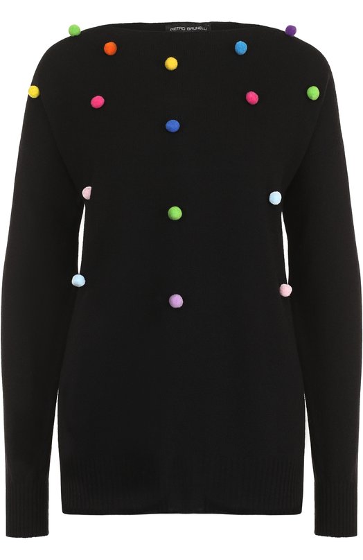 Кашемировый пуловер свободного кроя с круглым вырезом Pietro Brunelli 