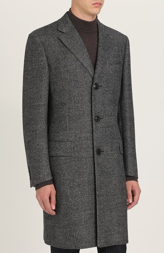 Однобортное шерстяное пальто с отложным воротником Canali 