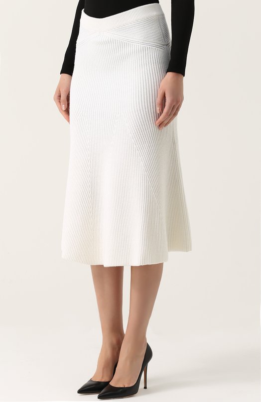 Шерстяная юбка-миди фактурной вязки Victoria Beckham 