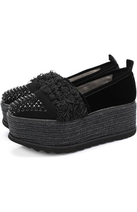 Текстильные ботинки с декором на платформе Baldan