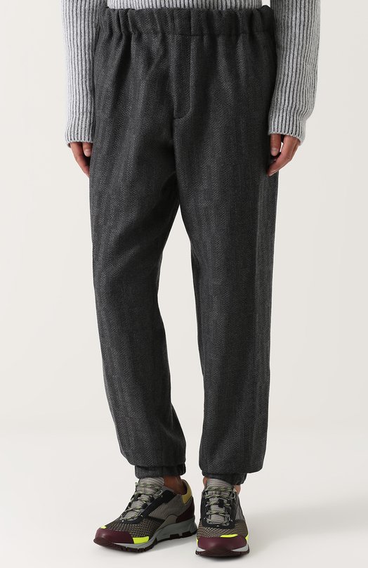 Шерстяные брюки с поясом и манжетами на резинке Zegna Couture 