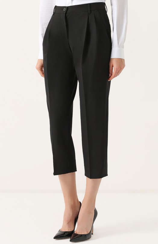 Укороченные шерстяные брюки с защипами Dolce&Gabbana 
