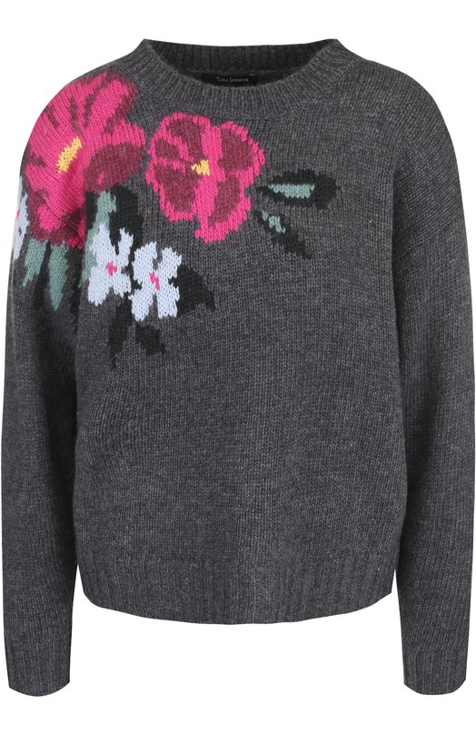 Шерстяной пуловер с цветочным принтом TARA JARMON 