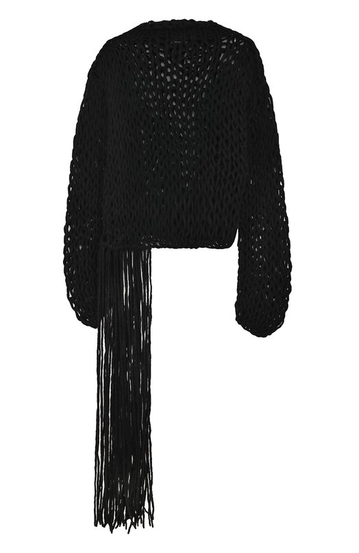 Шерстяной пуловер фактурной вязки с бахромой ISABEL BENENATO 