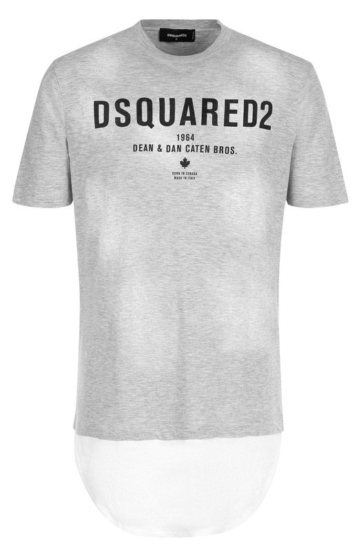 Удлиненная хлопковая футболка с логотипом бренда Dsquared2 