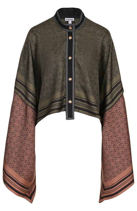 Шелковая блуза свободного кроя с расклешенными рукавами Loewe 