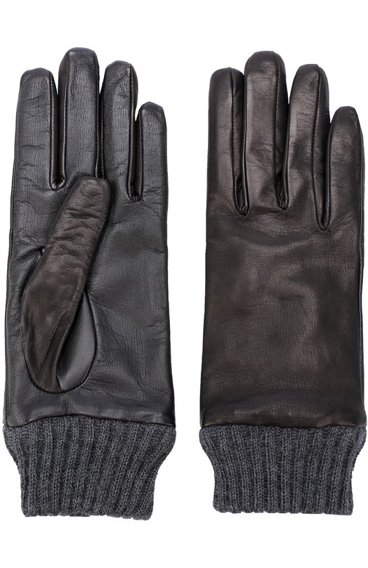Кожаные перчатки с шерстяной подкладкой и манжетами Diesel 