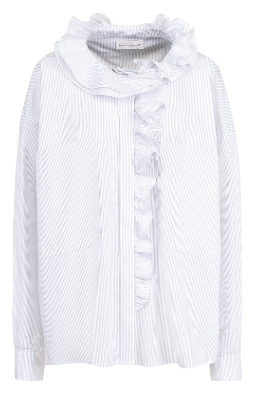 Хлопковая блуза в полоску с оборками Faith Connexion 