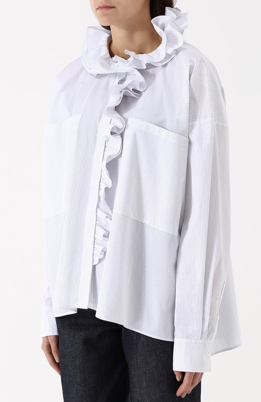 Хлопковая блуза в полоску с оборками Faith Connexion 
