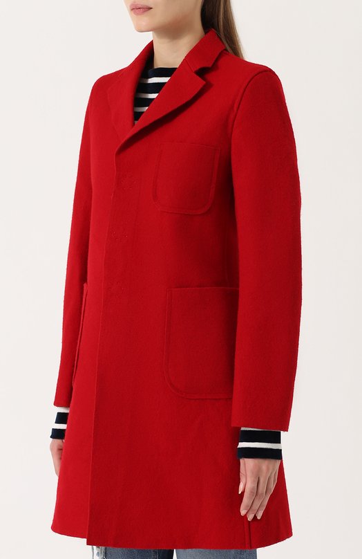 Однотонное шерстяное пальто с накладными карманами Comme des Garcons 