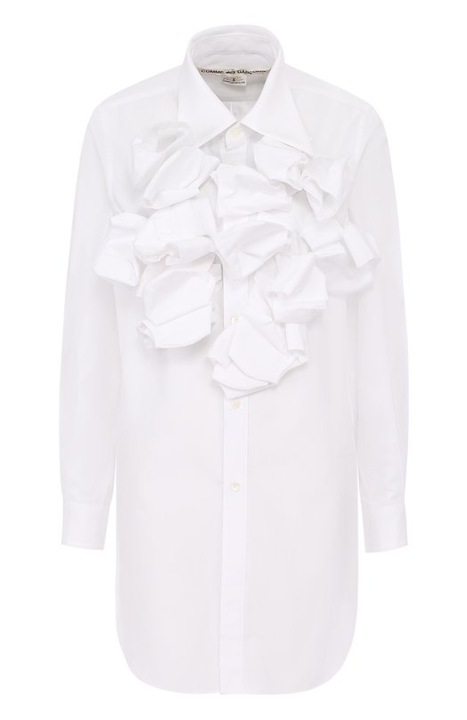 Удлиненная хлопковая блуза с оборками Comme des Garcons 