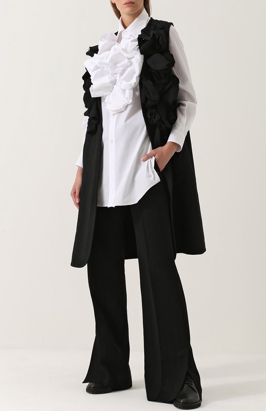 Удлиненная хлопковая блуза с оборками Comme des Garcons 