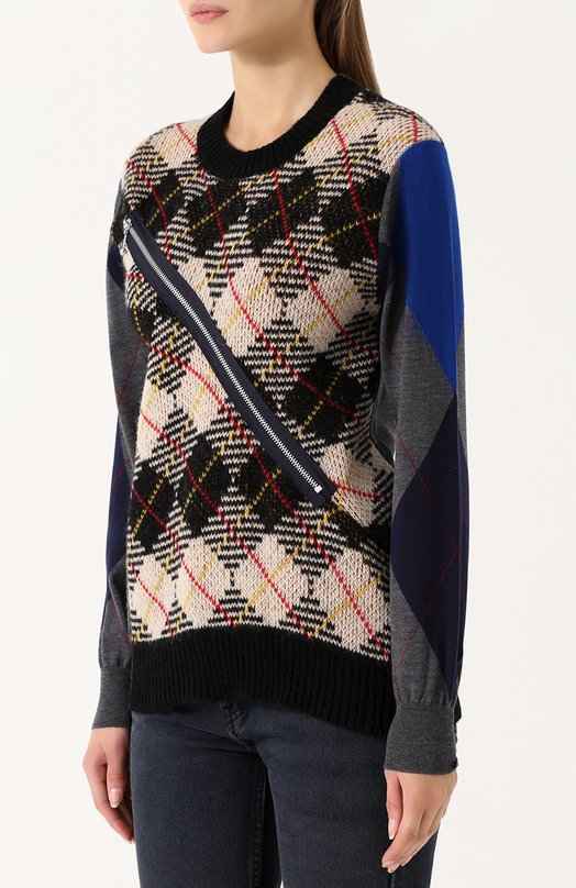 Шерстяной пуловер с круглым вырезом Junya Watanabe 