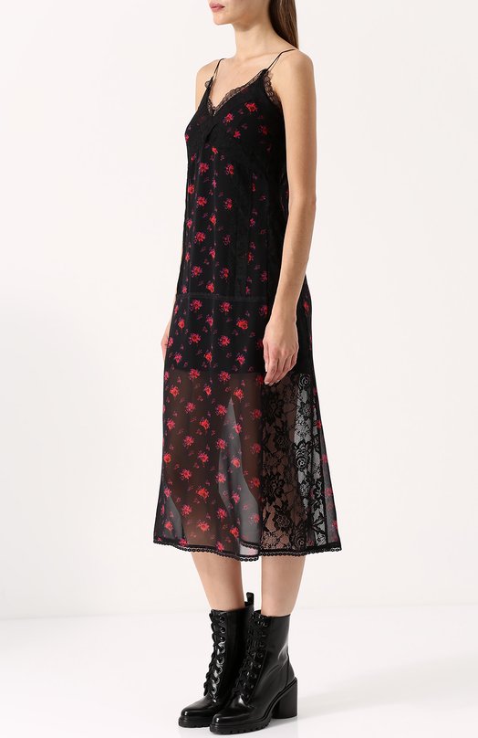 Шелковое платье-комбинация с цветочным принтом MCQ 