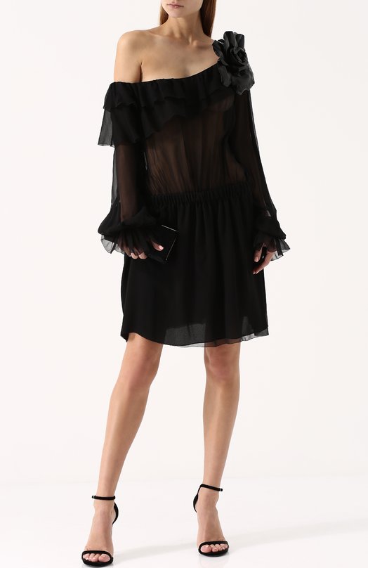 Шелковое полупрозрачное мини-платье Yves Saint Laurent 