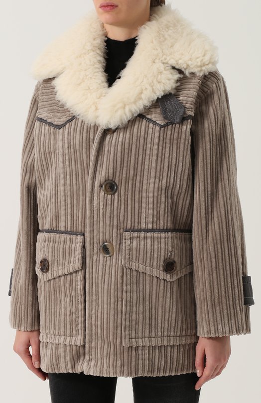 Вельветовая куртка свободного кроя с воротником из овчины Marc by Marc Jacobs 