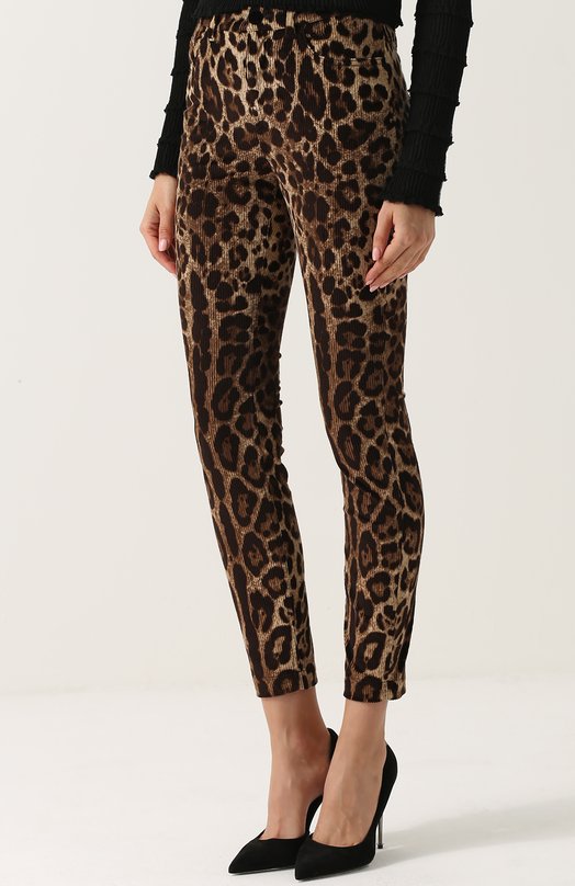 Вельветовые джинсы-скинни с леопардовым принтом Dolce&Gabbana 