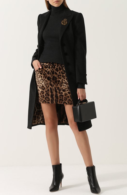 Вельветовая мини-юбка с леопардовым принтом Dolce&Gabbana 