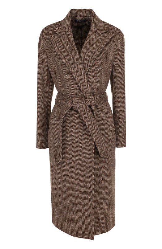 Шерстяное пальто с карманами и поясом Polo Ralph Lauren 