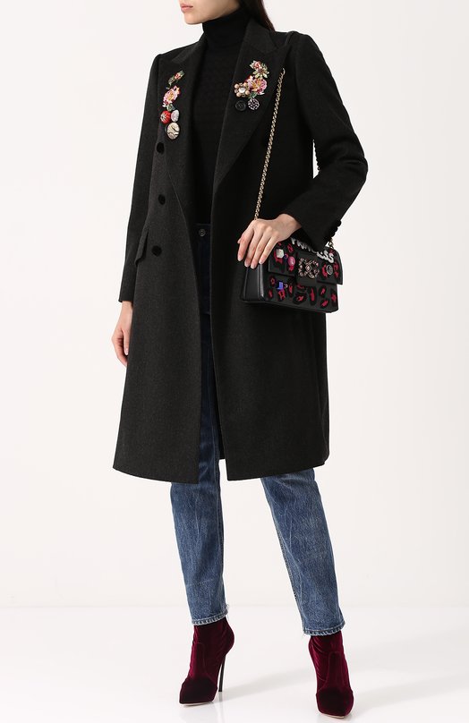 Шерстяное пальто с контрастной отделкой Dolce&Gabbana 