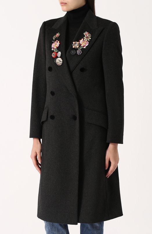 Шерстяное пальто с контрастной отделкой Dolce&Gabbana 