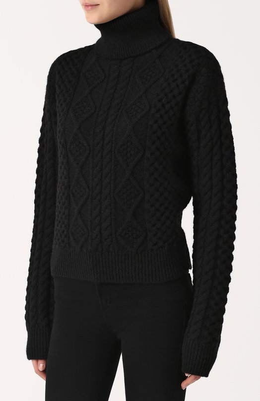 Шерстяной свитер фактурной вязки с высоким воротником Yves Saint Laurent 
