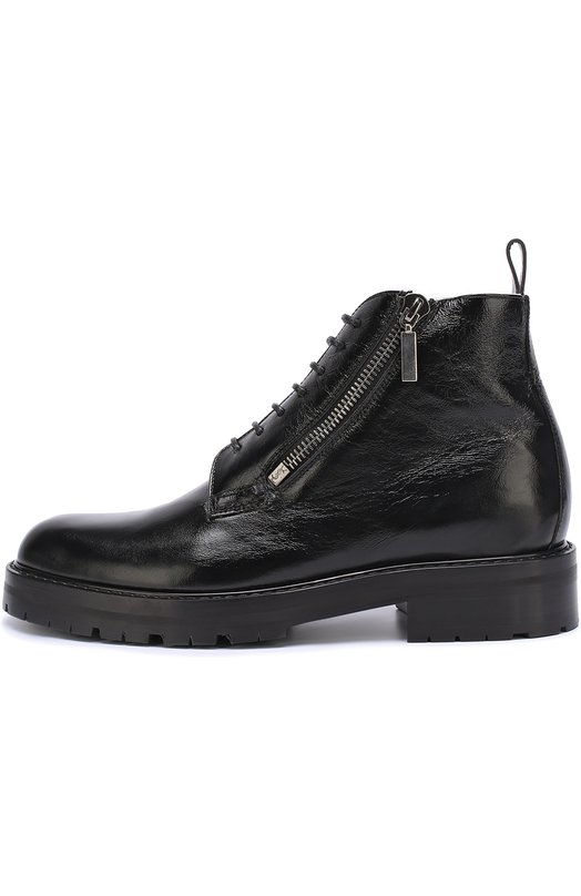 Кожаные ботинки на шнуровке с внутренней меховой отделкой Yves Saint Laurent 