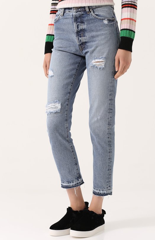 Укороченные джинсы прямого кроя с потертостями Two Women In The World 