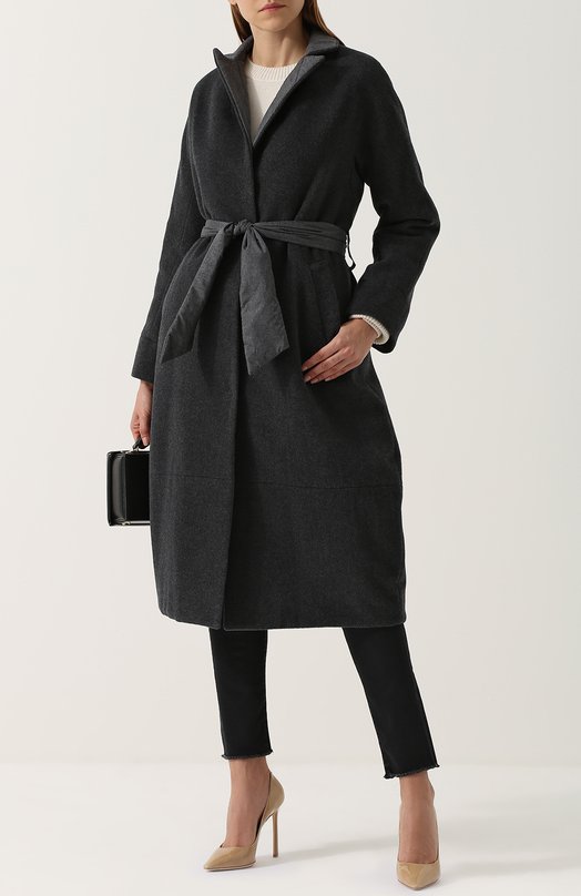 Шерстяное двустороннее пальто с поясом Victoria Andreyanova 