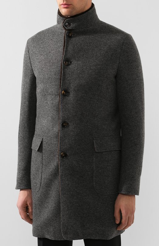 Однобортное кашемировое пальто с меховой подкладкой Loro Piana 