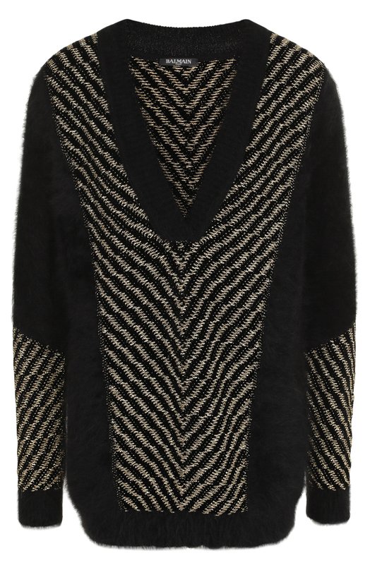 Женский черный вязаный пуловер с v-образным вырезом BALMAIN — купить за 107500 руб. в интернет-магазине ЦУМ, арт. 116774/960M