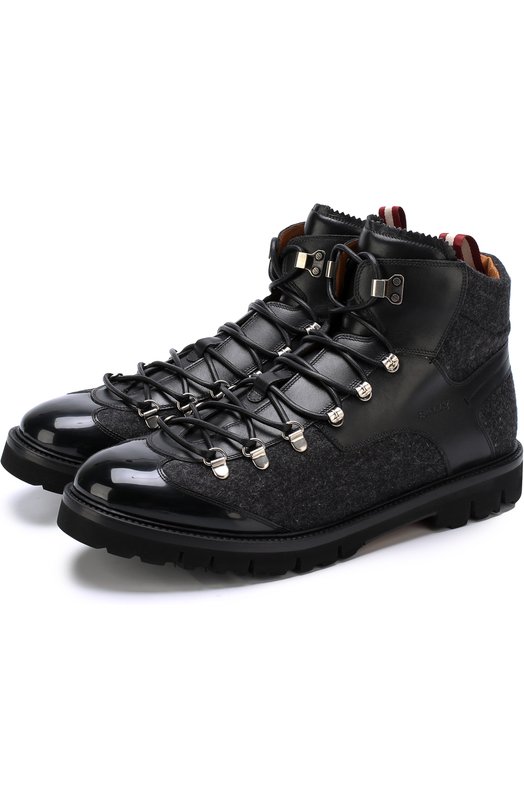 Высокие комбинированные ботинки на шнуровке Bally