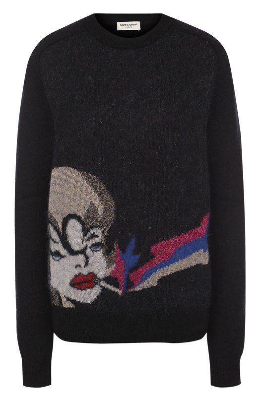 Пуловер с круглым вырезом и принтом Yves Saint Laurent 