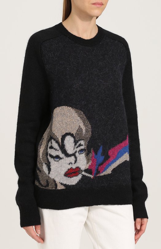 Пуловер с круглым вырезом и принтом Yves Saint Laurent 
