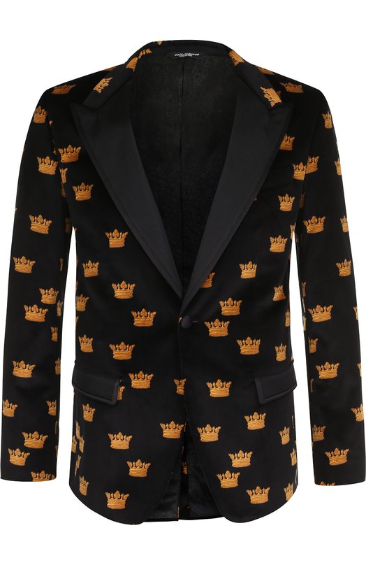 Однобортный вечерний пиджак из смеси хлопка и шелка Dolce&Gabbana 