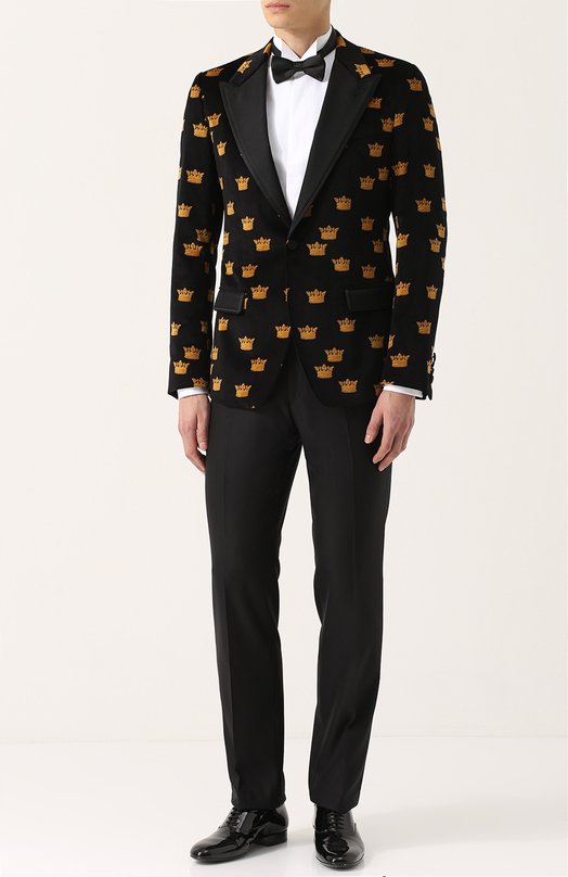 Однобортный вечерний пиджак из смеси хлопка и шелка Dolce&Gabbana 