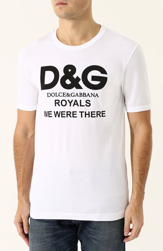 Хлопковая футболка с контрастной надписью Dolce&Gabbana 