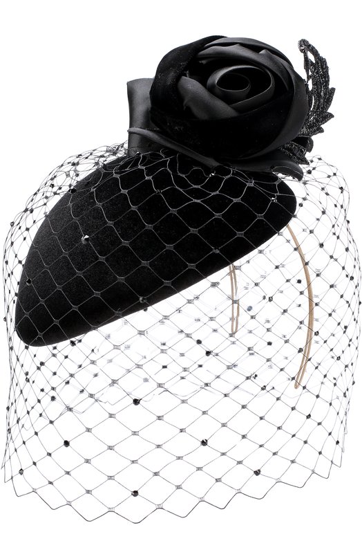 Фетровая шляпа с декоративной сеточкой и цветком Philip Treacy 