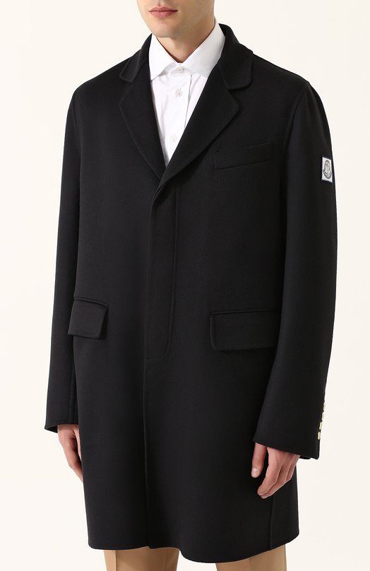 Однобортное шерстяное пальто с пуховой подстежкой MONCLER 