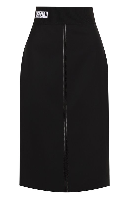 Однотонная юбка-миди с контрастной прострочкой Fendi 
