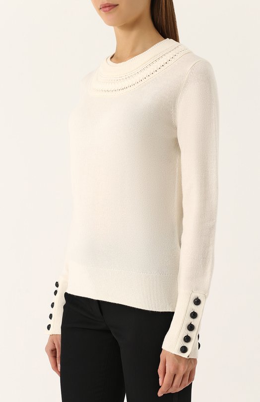 Кашемировый пуловер прямого кроя с круглым вырезом Burberry 
