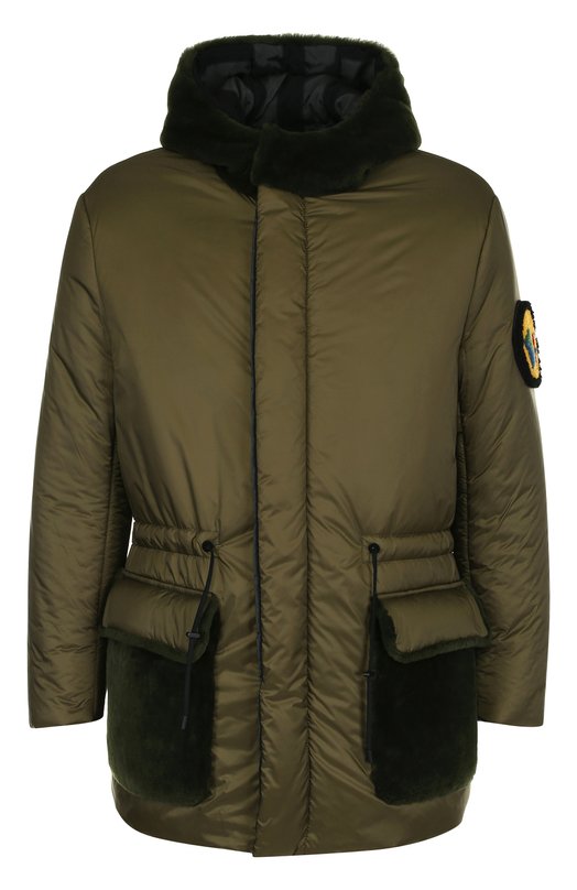 Утепленная куртка на молнии с меховой отделкой капюшона Fendi 